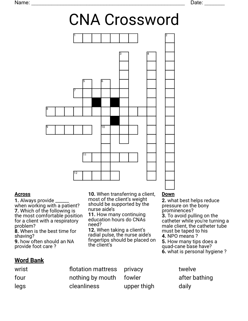 CNA Crossword WordMint