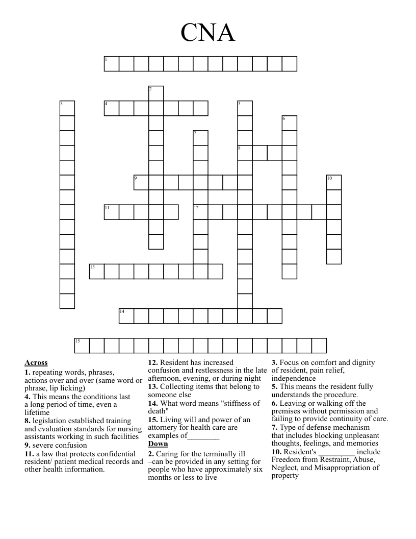 CNA Crossword WordMint