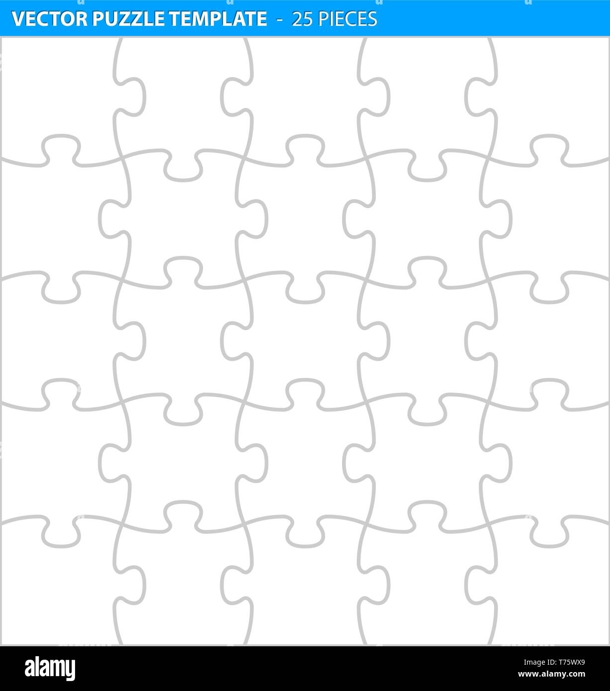 Complete Puzzle Jigsaw Template For Print 25 Pieces Stock Vector Image Art Alamy