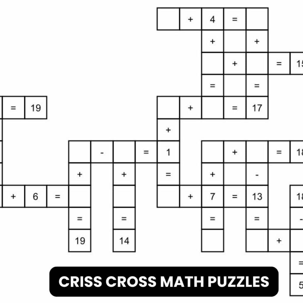 Criss Cross Math Puzzles 1 20 Math Love