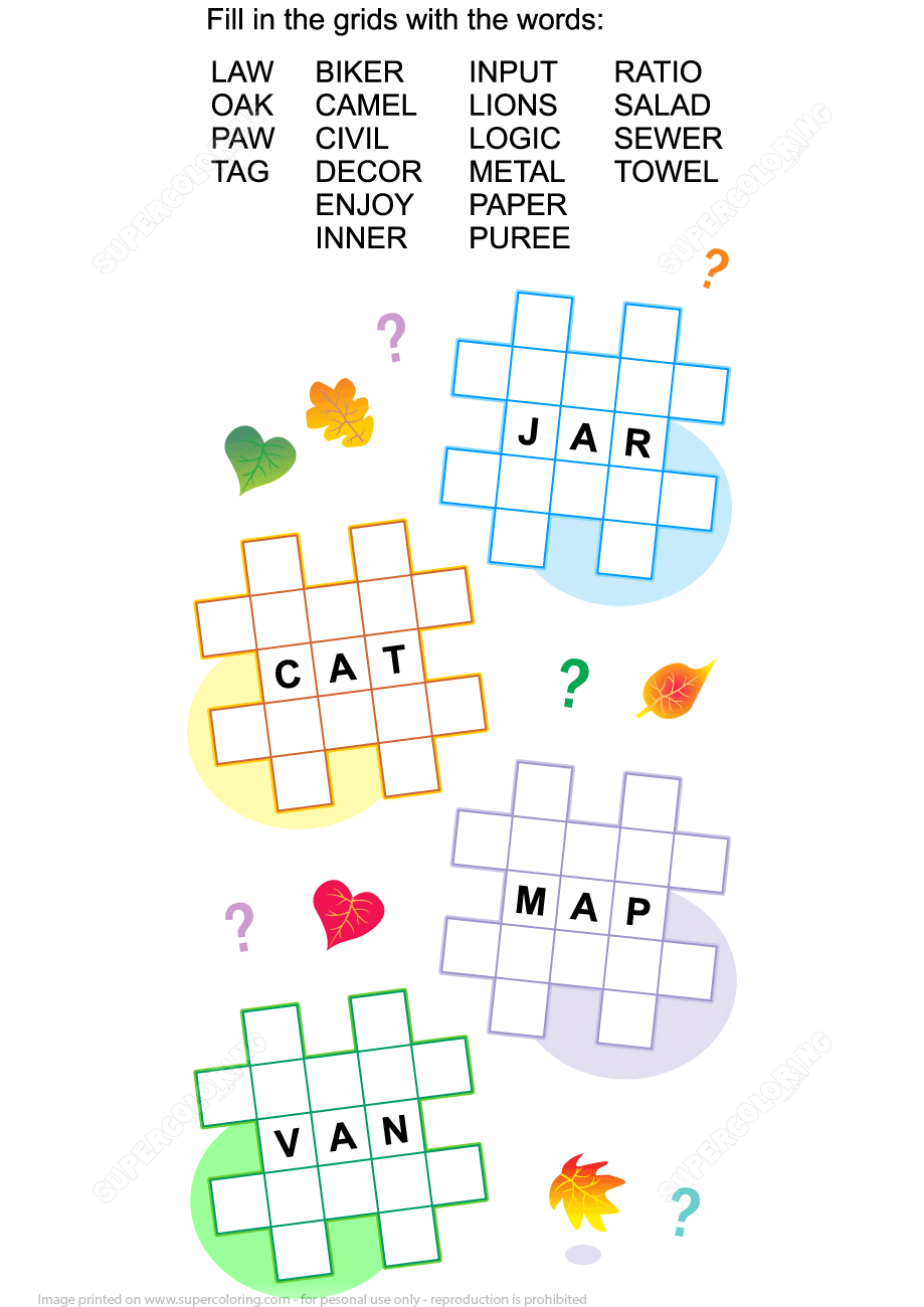 Criss Cross Word Puzzle Letter A In The Middle Free Printable Worksheets