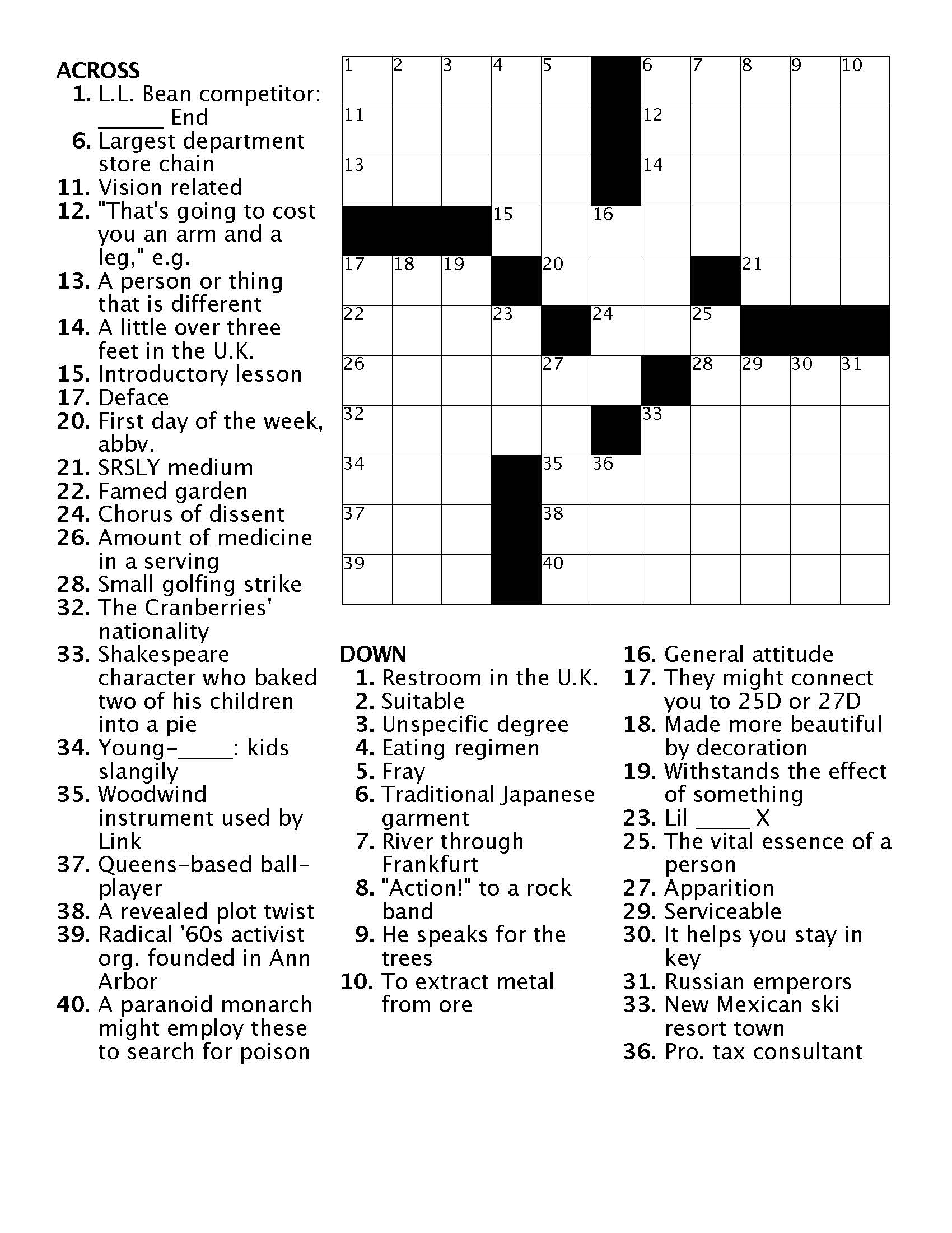 Crossword 8 Ann Arbor District Library