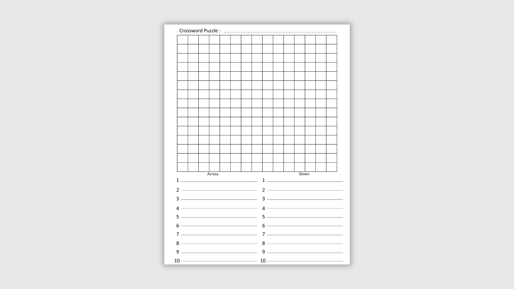 Crossword Puzzle Blank Template Create Your Own Puzzles Easily Printable 365