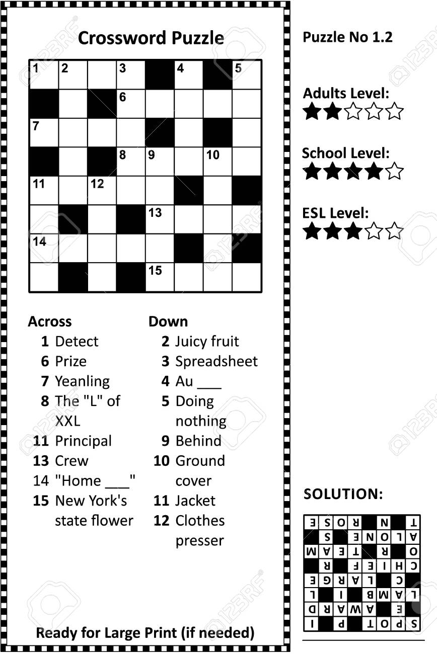 Crossword Puzzle Grid Clues And Solution Classic Quick Family Friendly Easy To Medium Difficulty Level Royalty Free SVG Cliparts Vectors And Stock Illustration Image 129961144