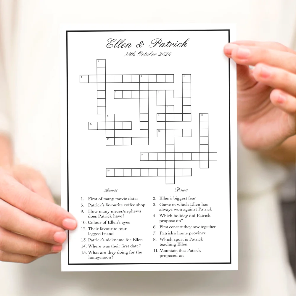 Custom Wedding Crossword PRINTABLE FILE Creative Monsoon