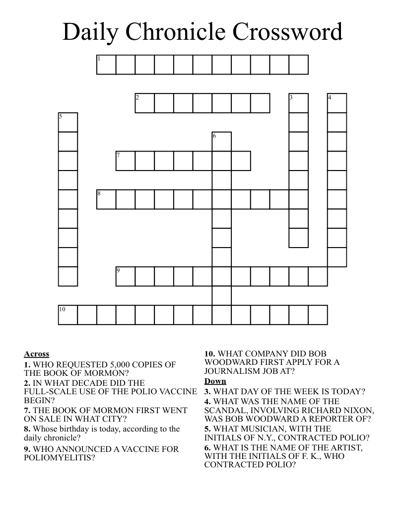 Daily Chronicle Crossword WordMint