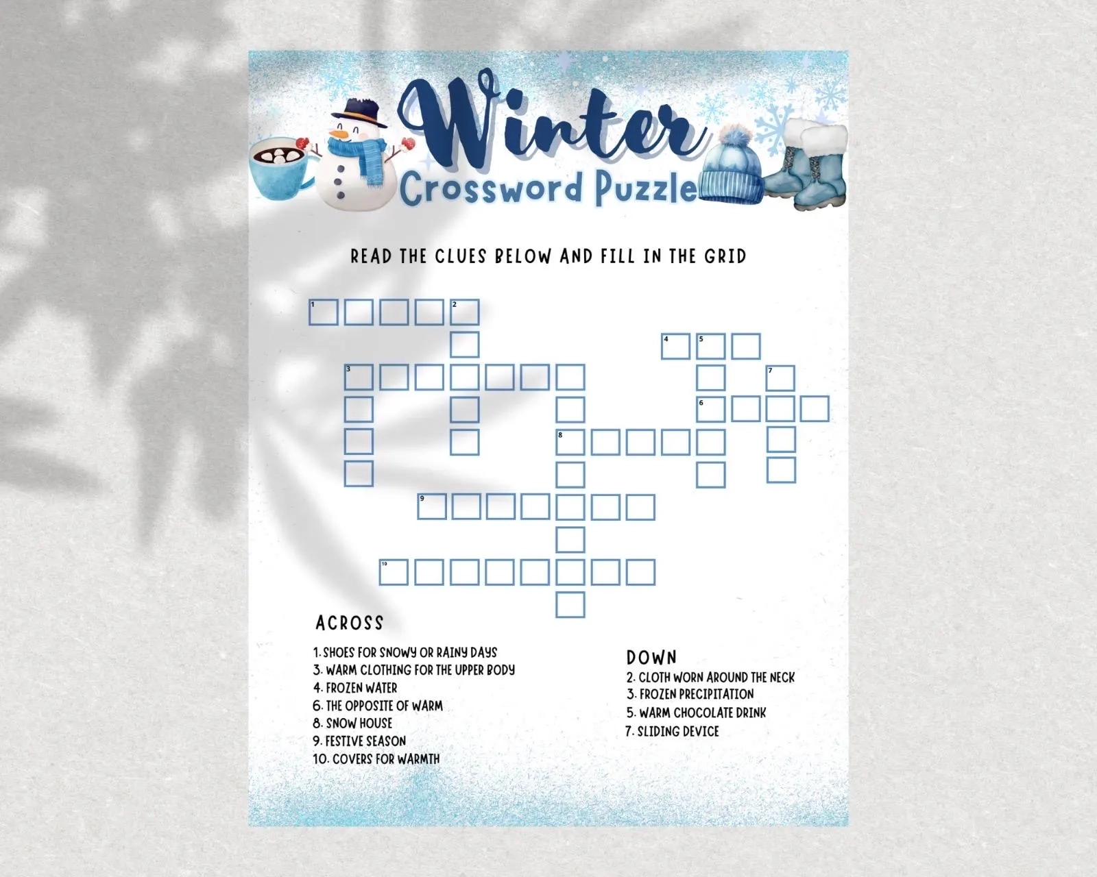 December Crossword Puzzle Family Friendly Fun Printable Puzzles For Adults Seniors Teens Kids Winter Break Group Printable Crossword Etsy