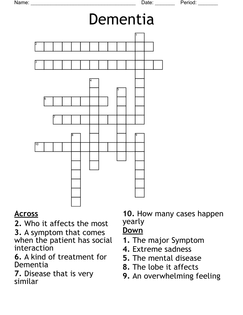 Dementia Crossword WordMint