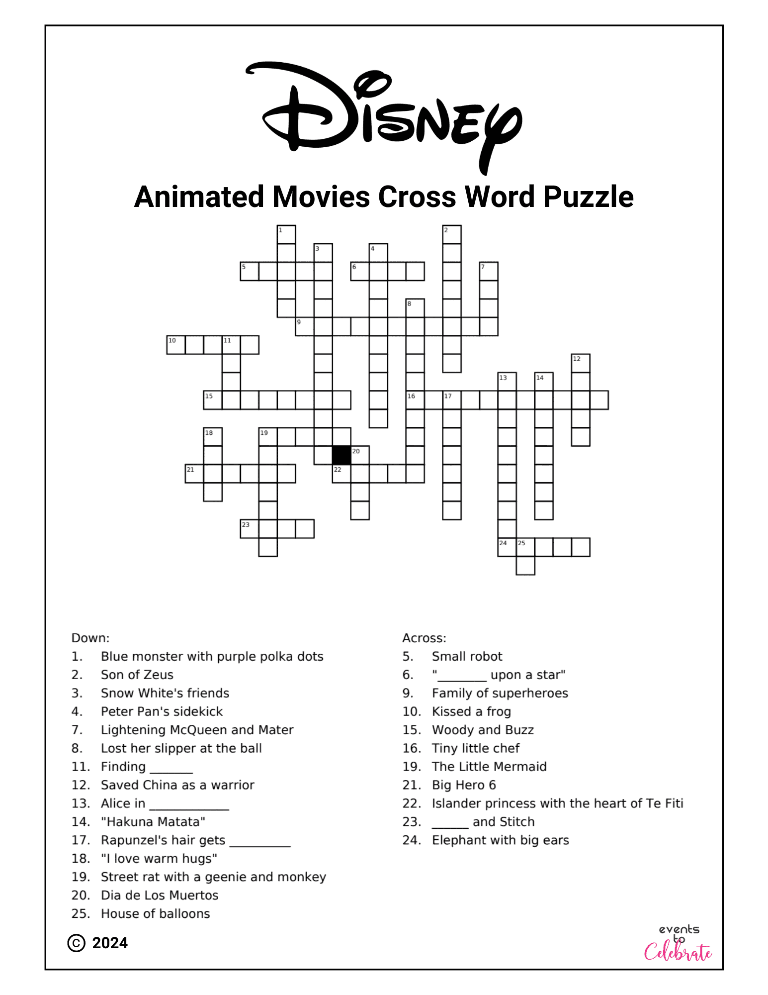 Disney Crossword Puzzles For Kids Villains And Heroes Party Ideas For Real People