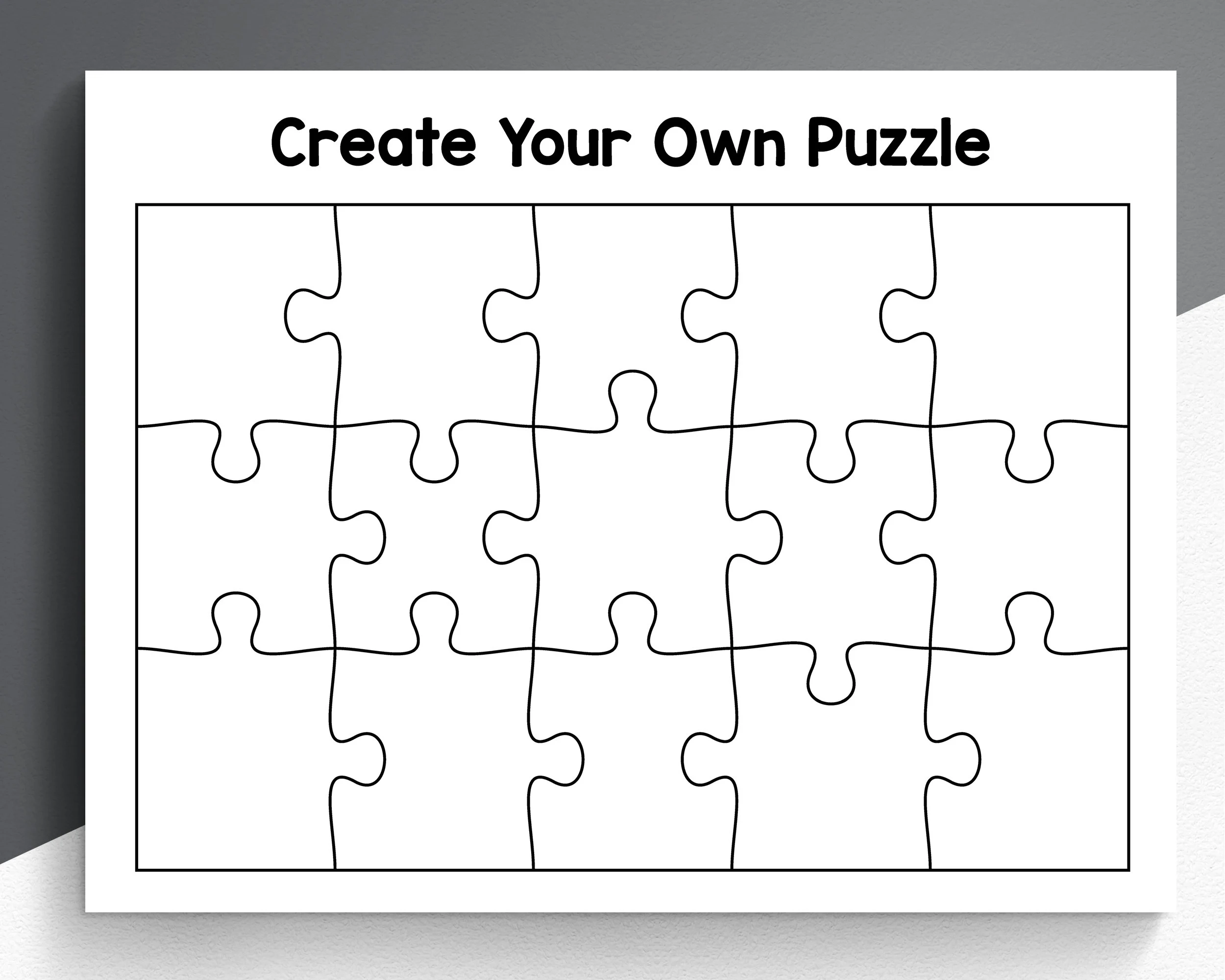 DIY Puzzle Worksheet Custom Printable Jigsaw For Kids PDF Etsy