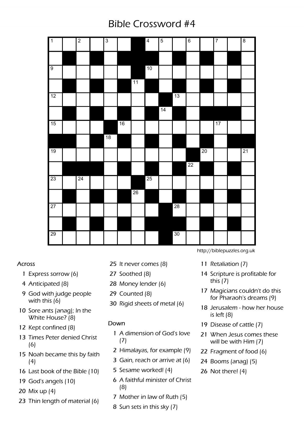 Download Printable Bible Crossword Bible Puzzles