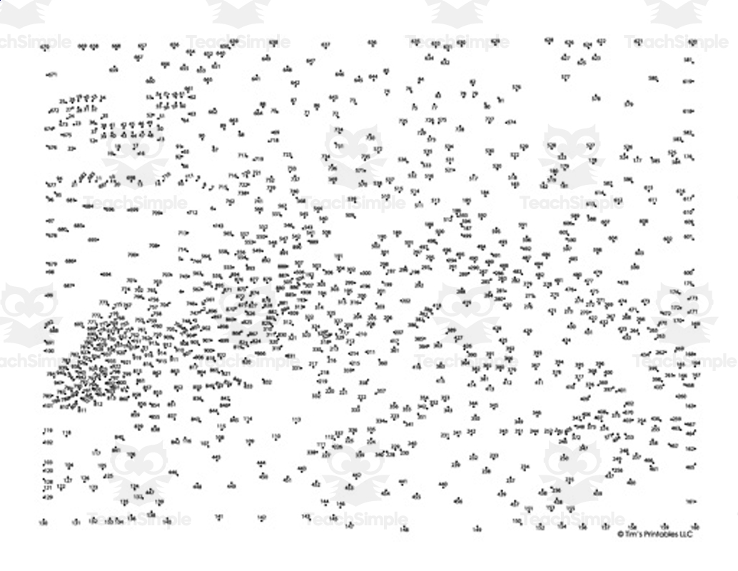 Dragon Extreme Difficulty Dot to Dot Connect The Dots Puzzle By Teach Simple
