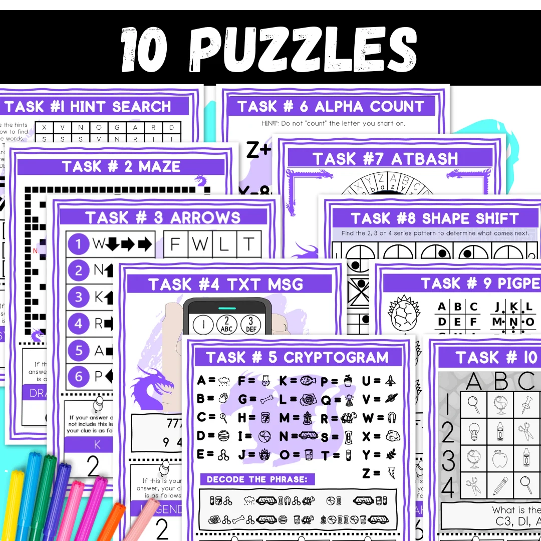 Dragon s Den Logic Puzzle Escape Room Grades 4 6 Activity 10 Print Quest Schooling