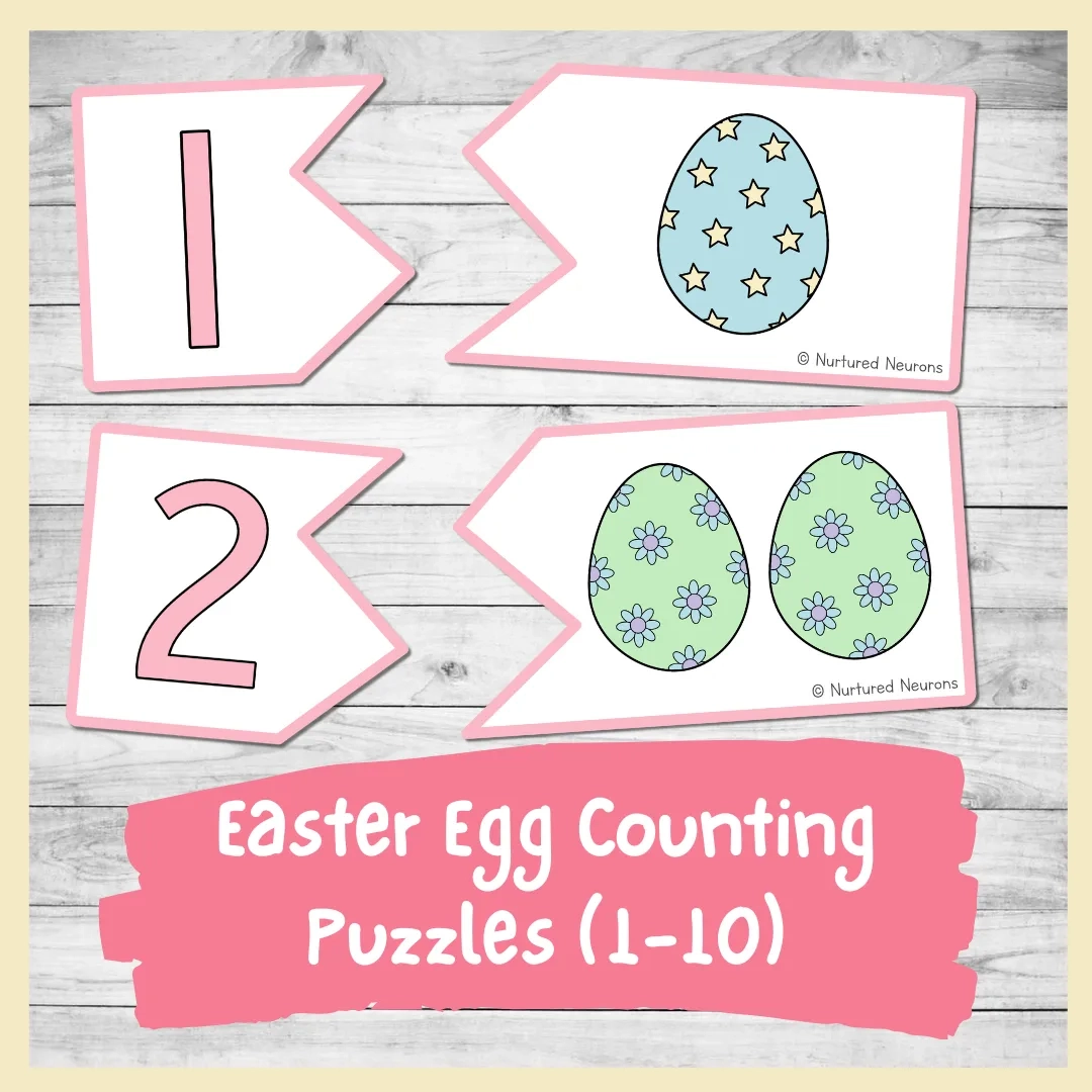 Easter Egg Counting Puzzles 1 10 An Easter Number Matching Activity Nurtured Neurons