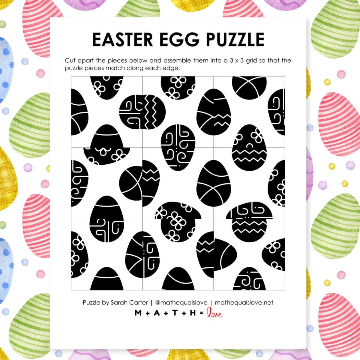 Easter Square Edge Matching Puzzle Math Love