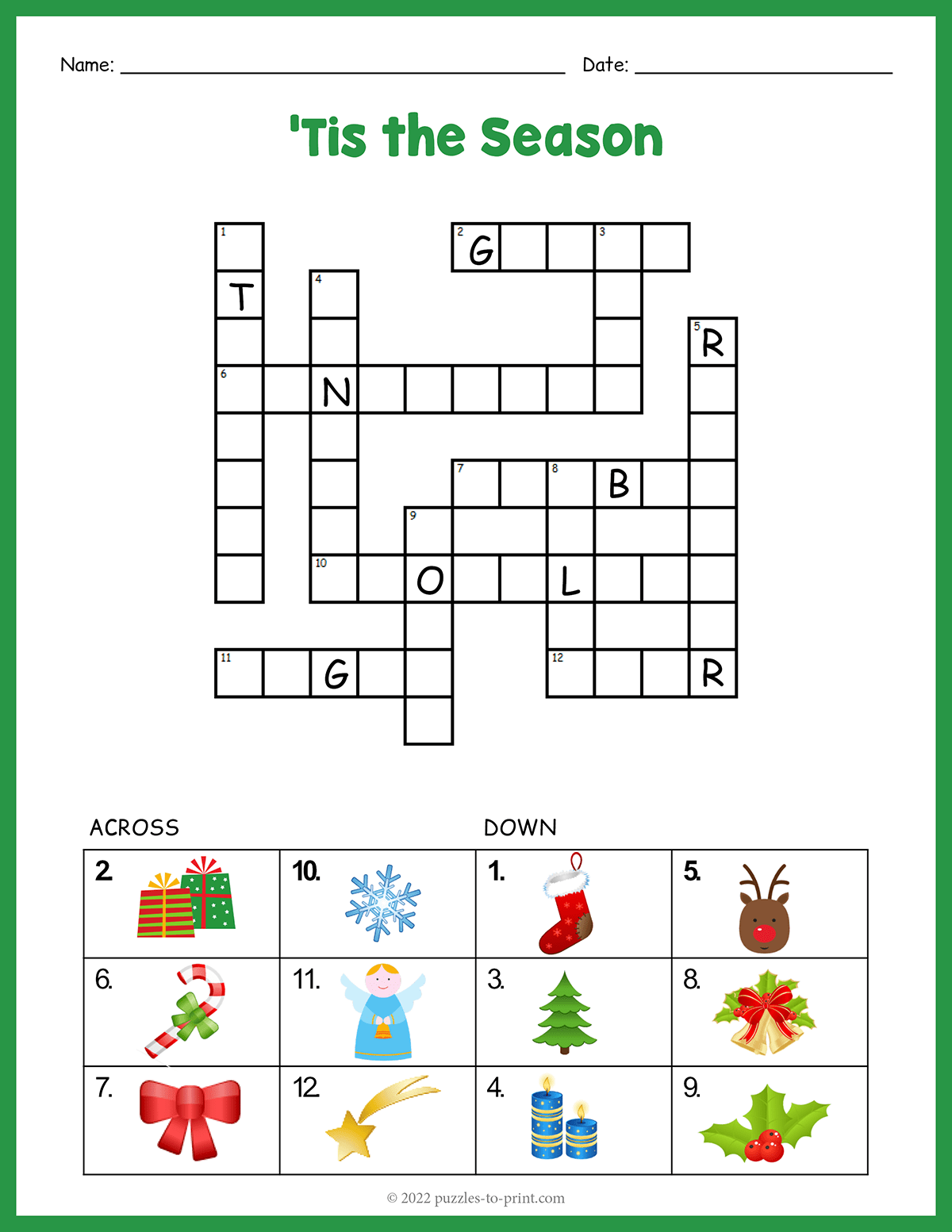 Easy Christmas Crossword