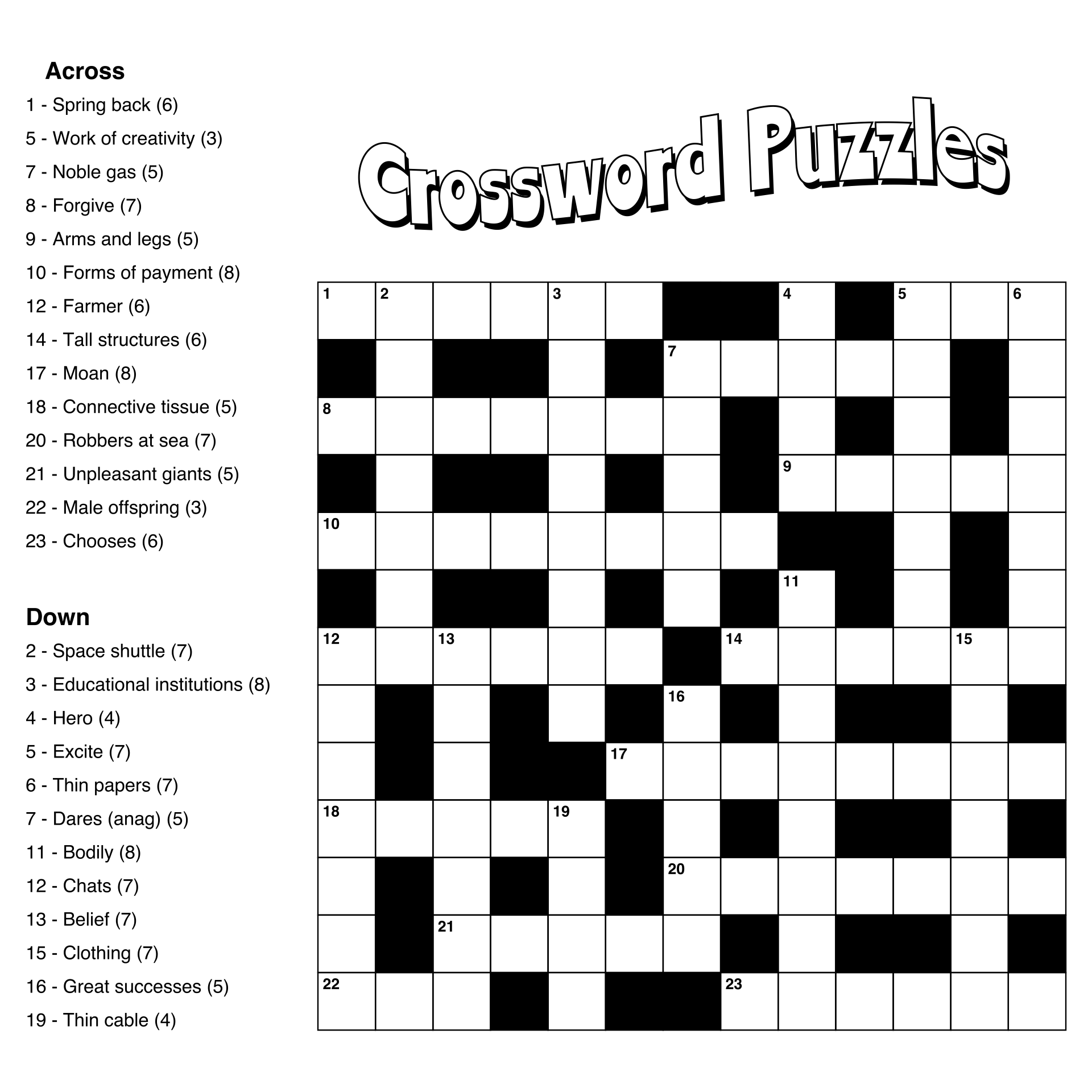 Easy Printable Crossword Puzzles Free Worksheets Library
