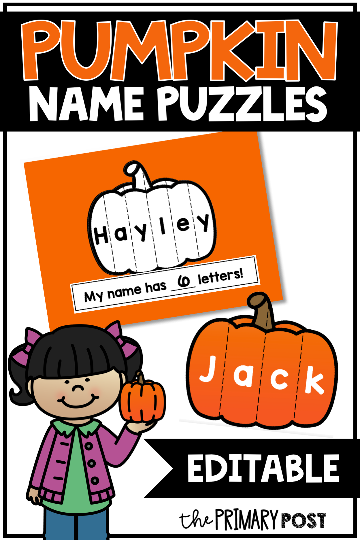 Editable Pumpkin Name Puzzles The Primary Post