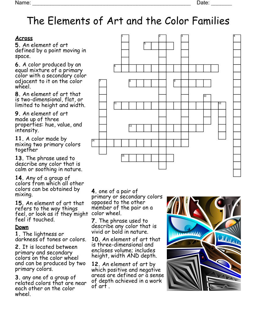 Elements Of Art Crossword WordMint