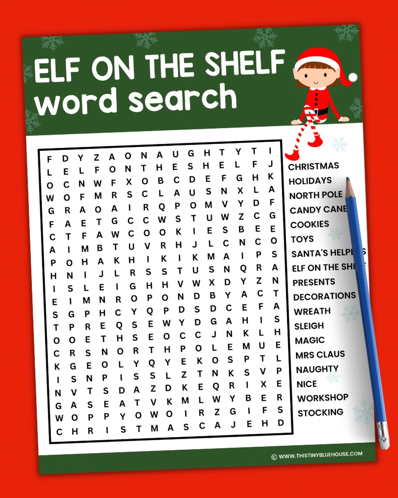 Elf On The Shelf Word Search This Tiny Blue House