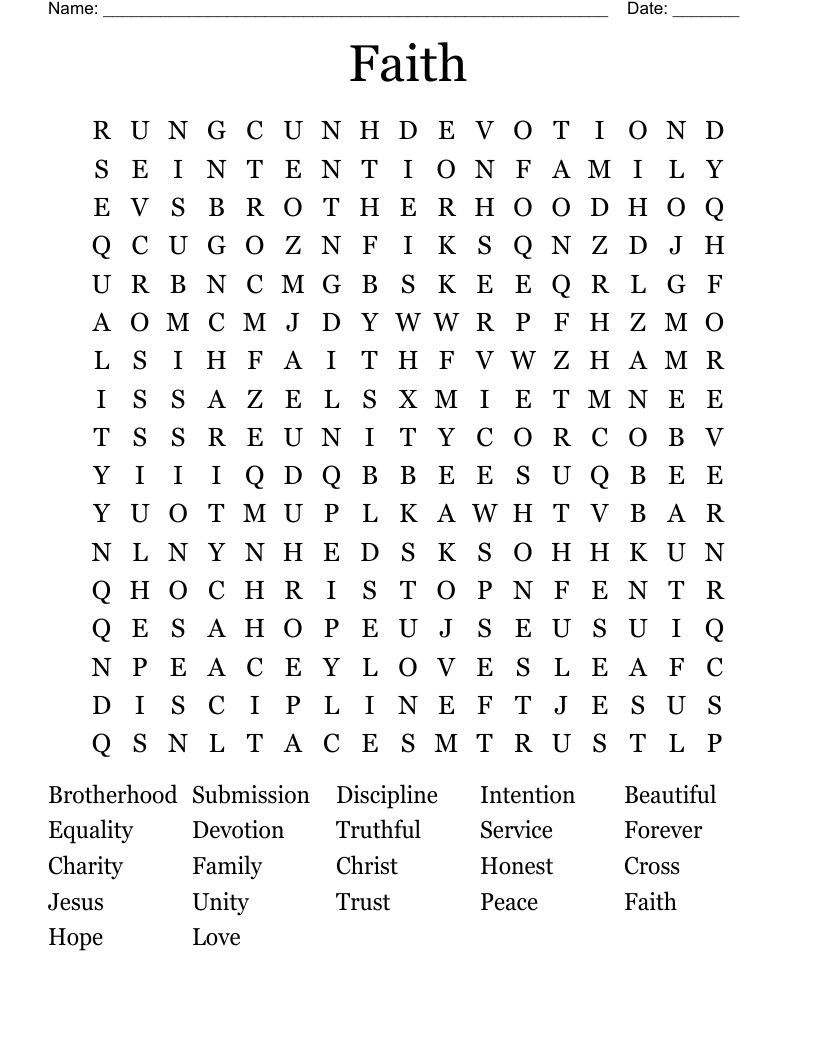 Faith Word Search WordMint