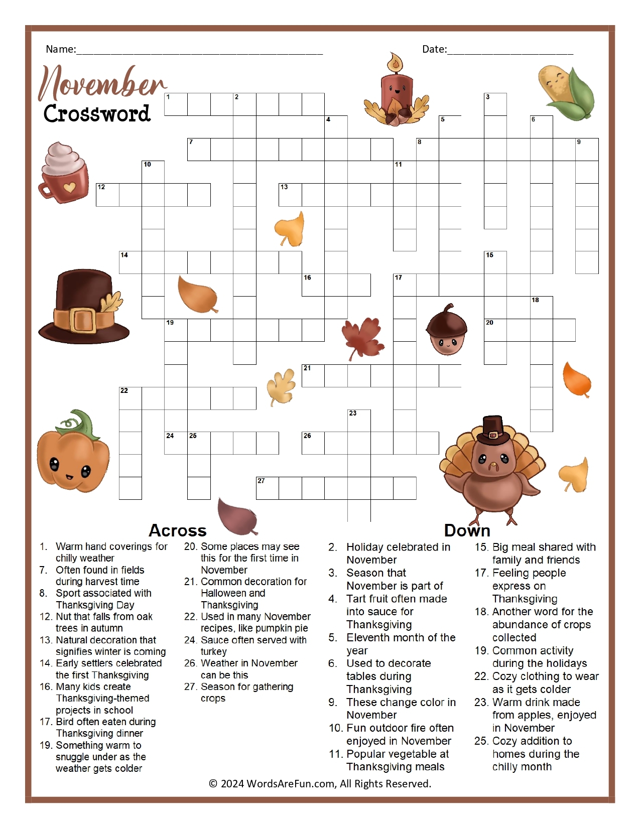 Fall Crosswords