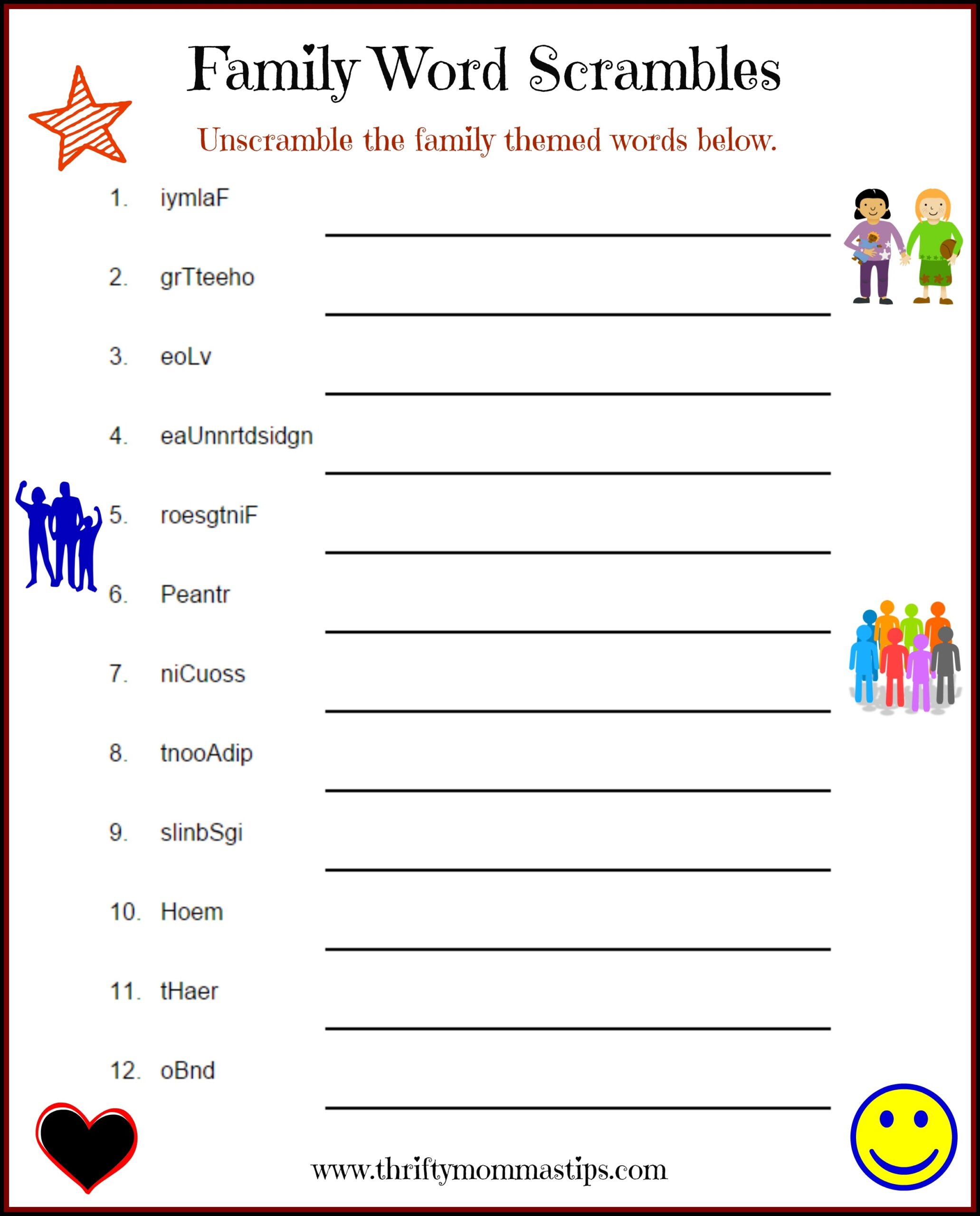 Family Puzzle Word Game Printable Thrifty Mommas Tips