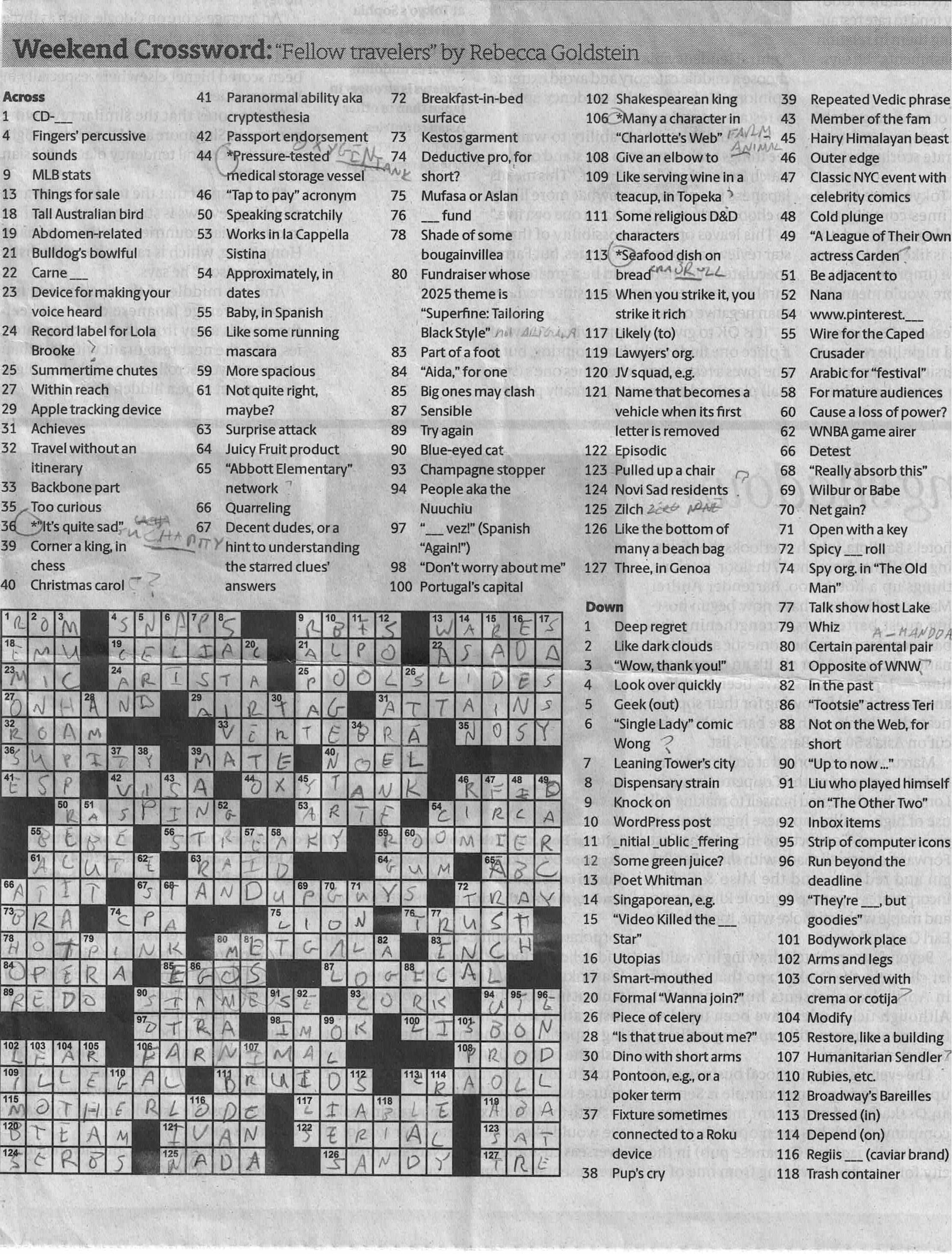 Fellow Travelers Universal Sunday Crossword Of March 9