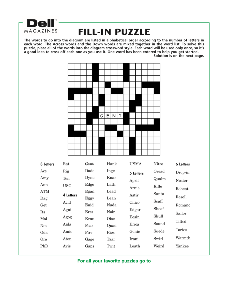 Fill In Printable Puzzles