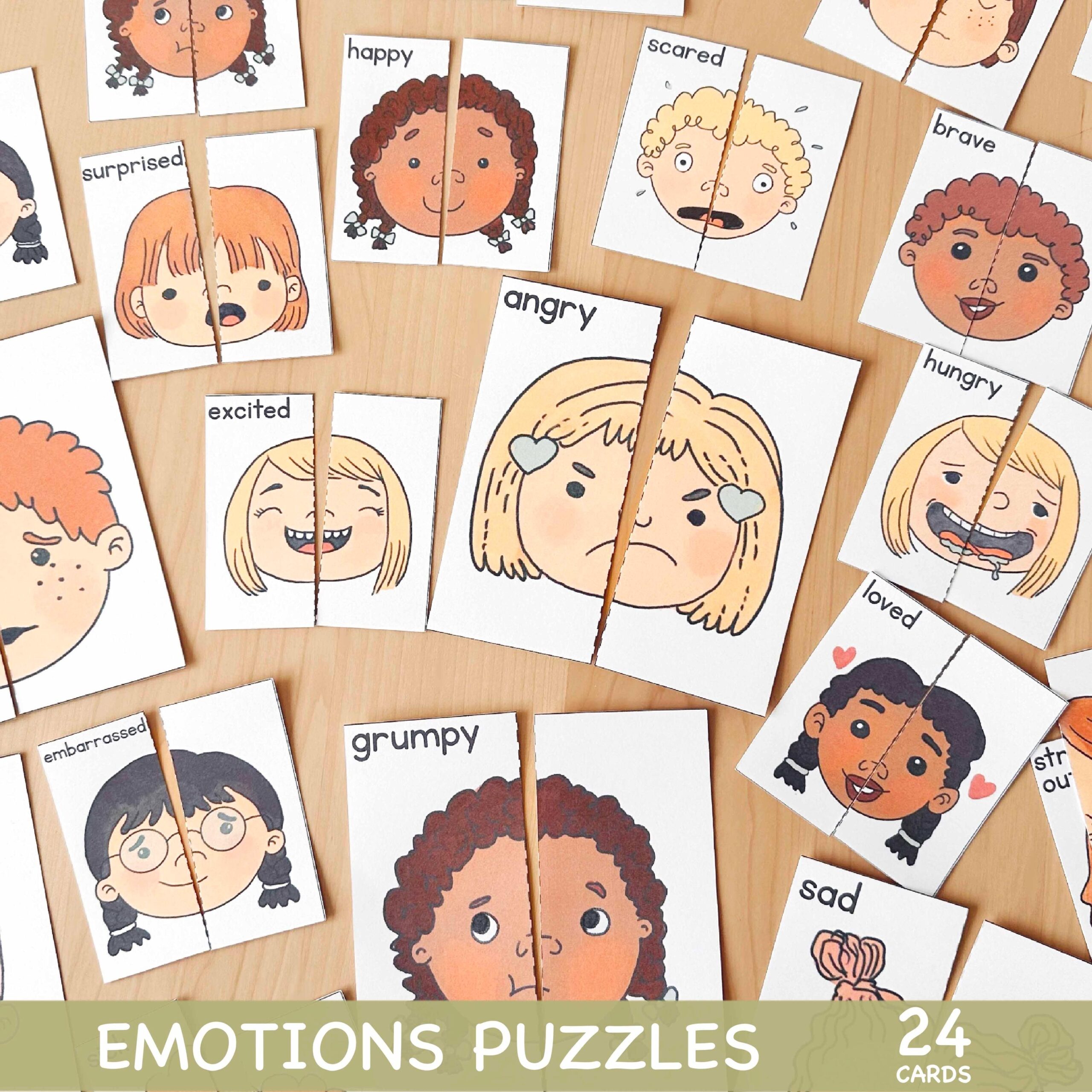 Find A Pair Emotions Puzzles Printable Emotion Matching Cards Feelings Activity For Kids Preschool Printables Feelings Toddler Printable Etsy