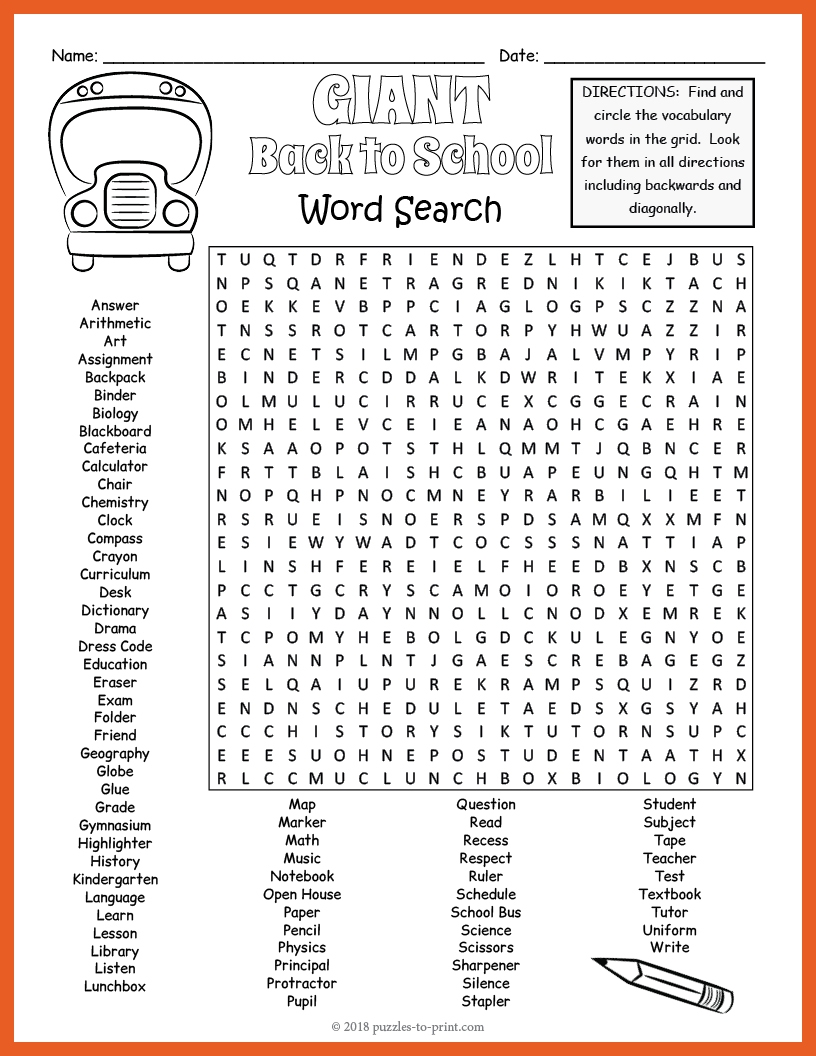 FIRST DAY OF BACK TO SCHOOL Word Search Puzzle Worksheet No Prep Made By Teachers