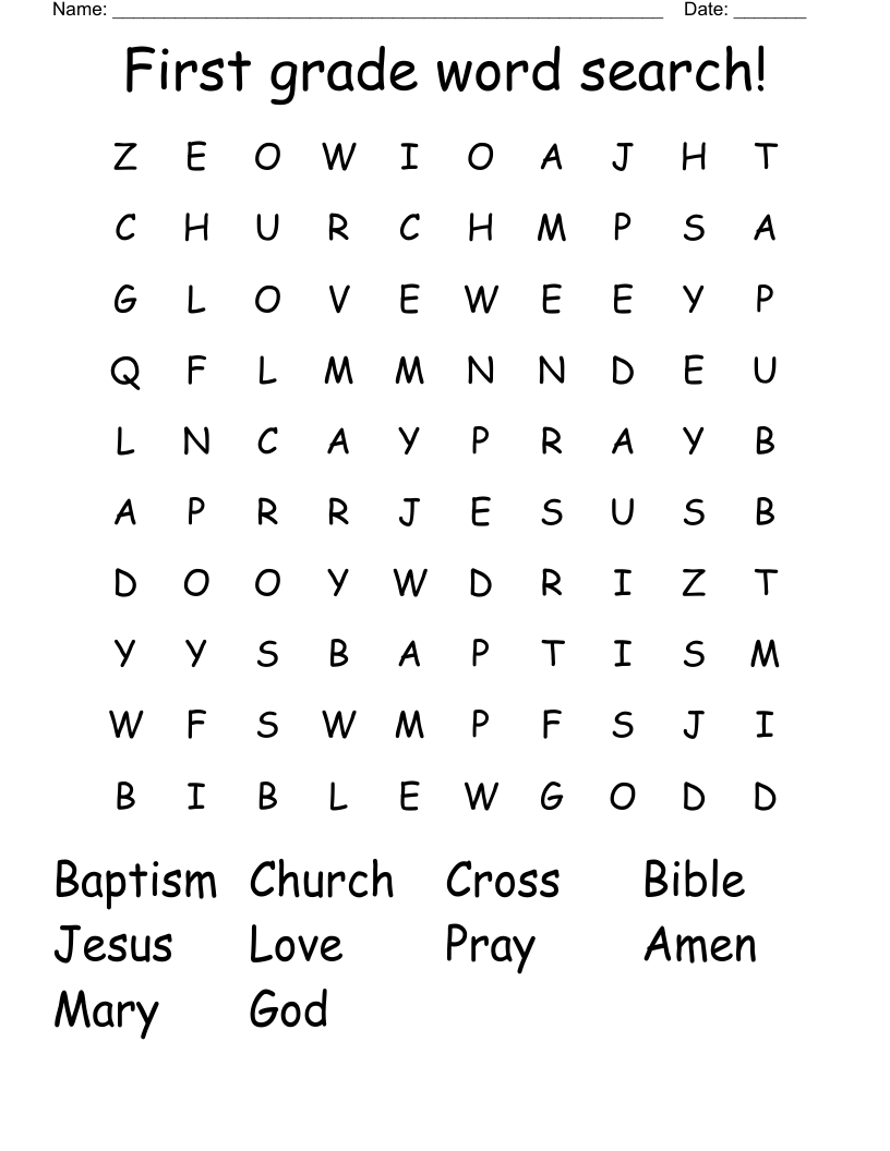 First Grade Word Search WordMint