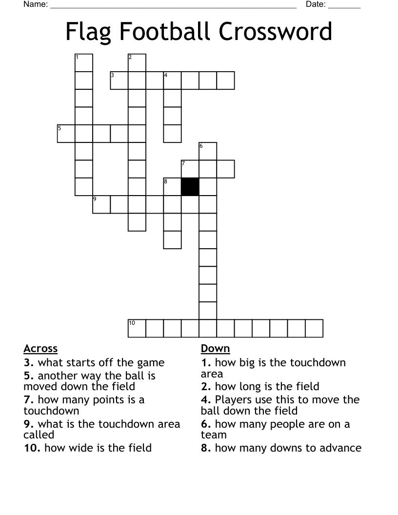 Flag Football Crossword WordMint