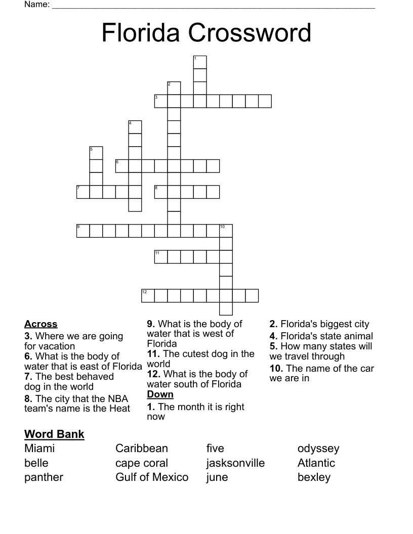 Florida Crossword WordMint