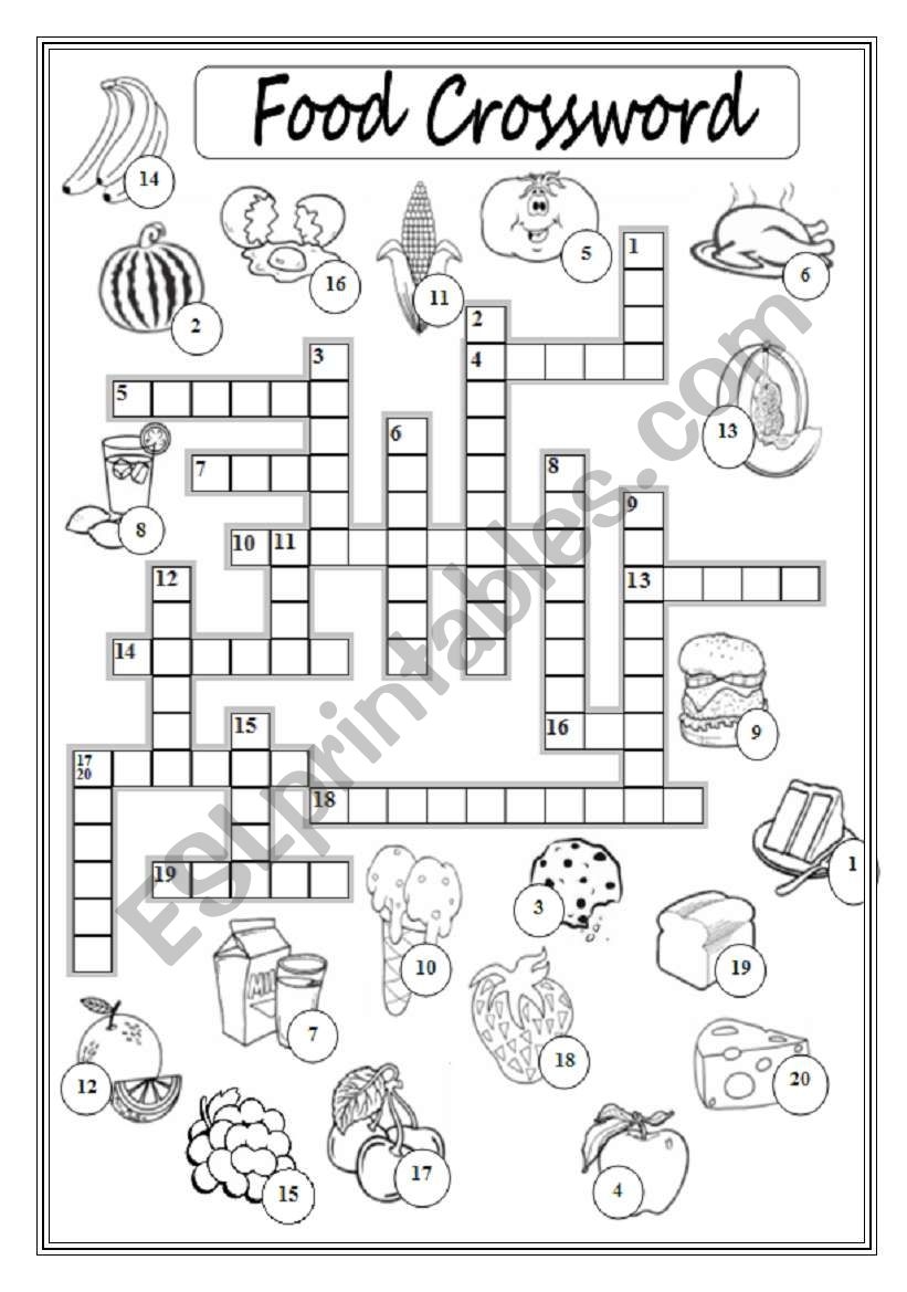 Food Crossword Puzzle ESL Worksheet By Xyz5