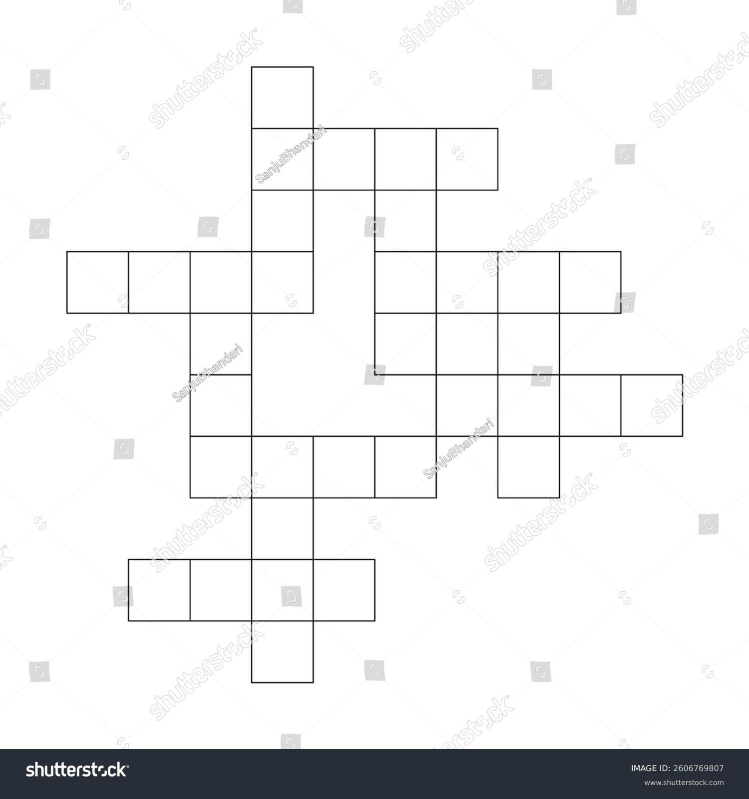 Four Words Crossword Puzzle Template Empty Stock Vector Royalty Free 2606769807 Shutterstock