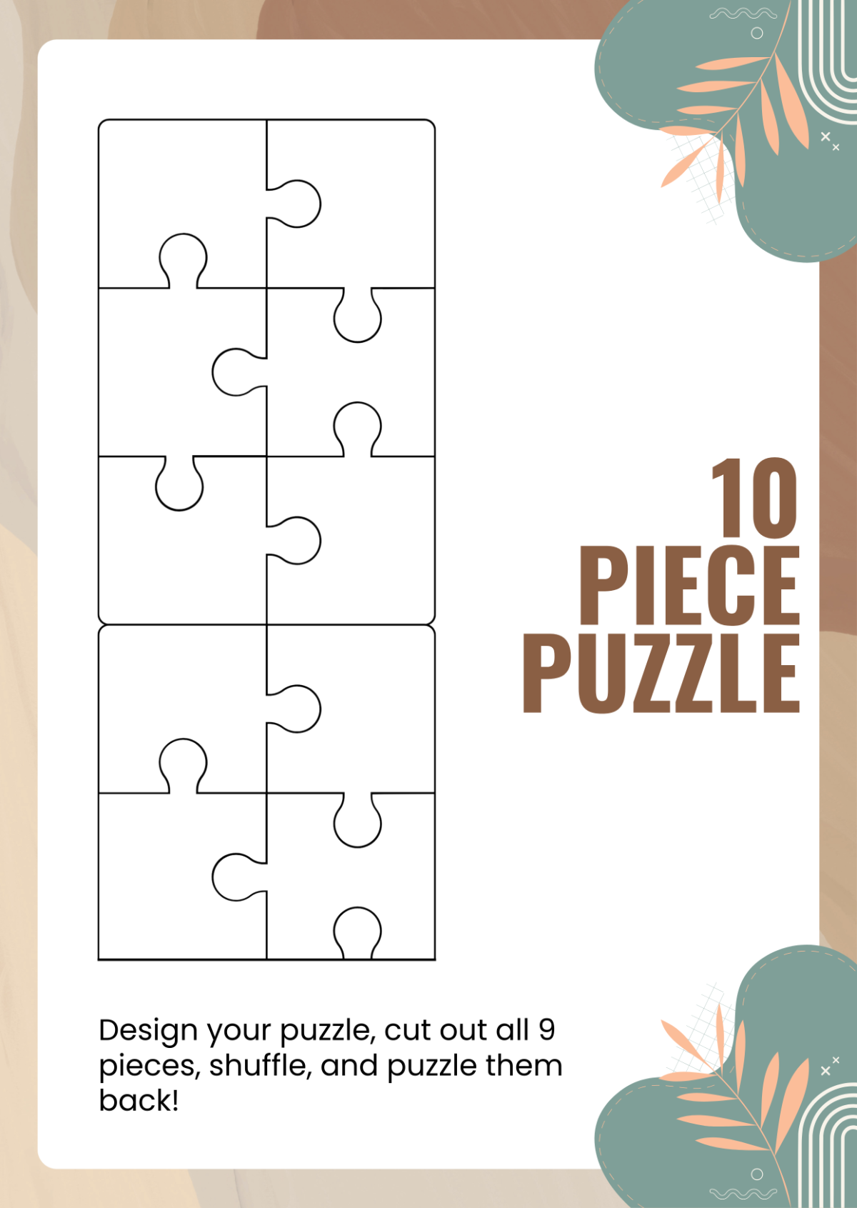 Free 10 Piece Puzzle Template To Edit Online