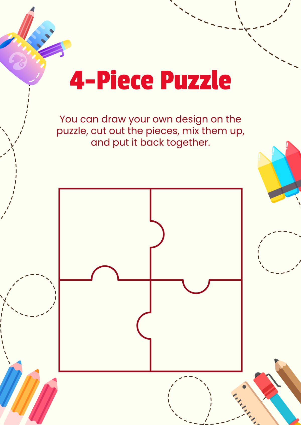 Free 4 Piece Puzzle Template To Edit Online