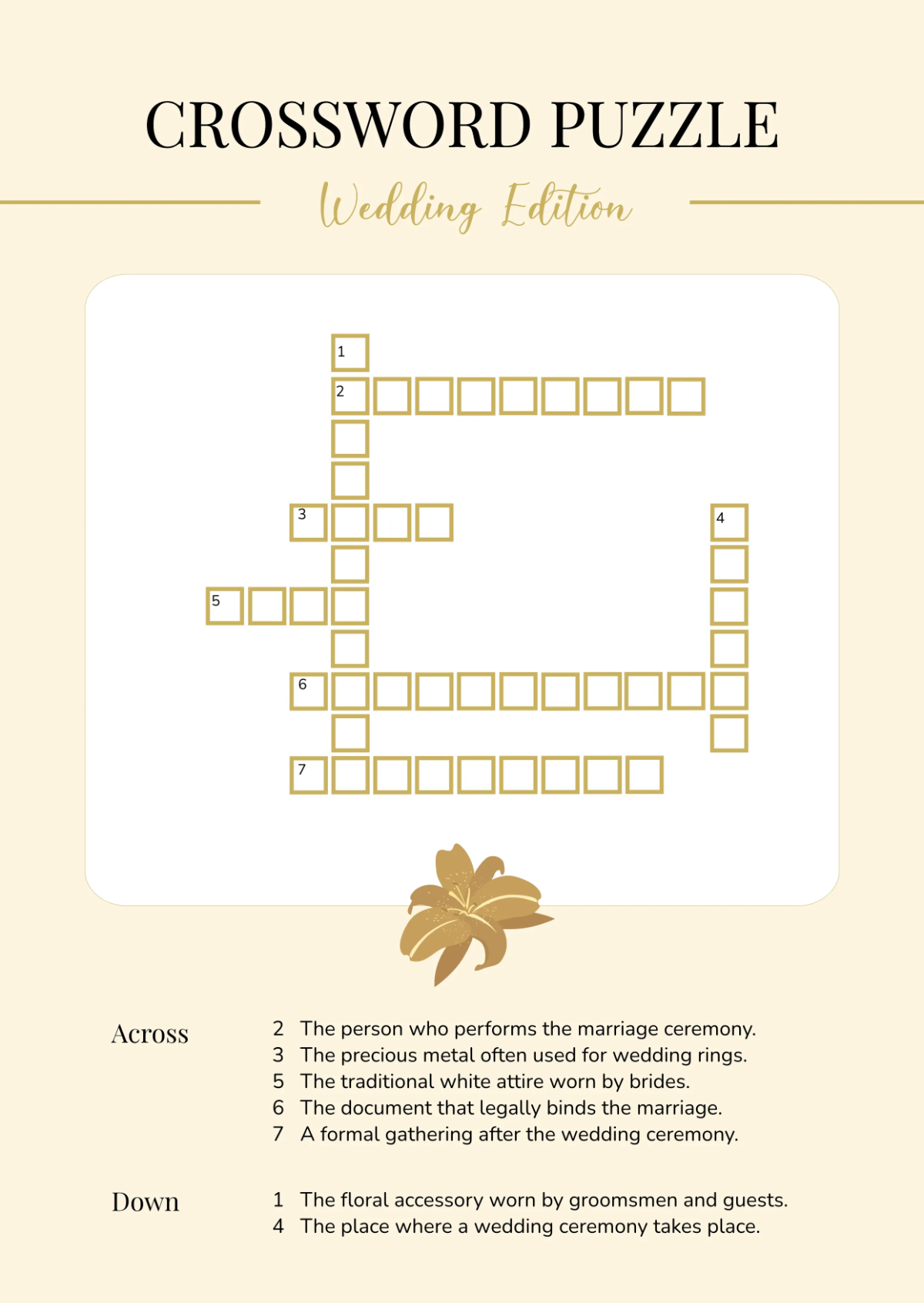 Free Aesthetic Wedding Crossword Template To Edit Online Free Aesthetic Wedding Crossword Template To Edit Online