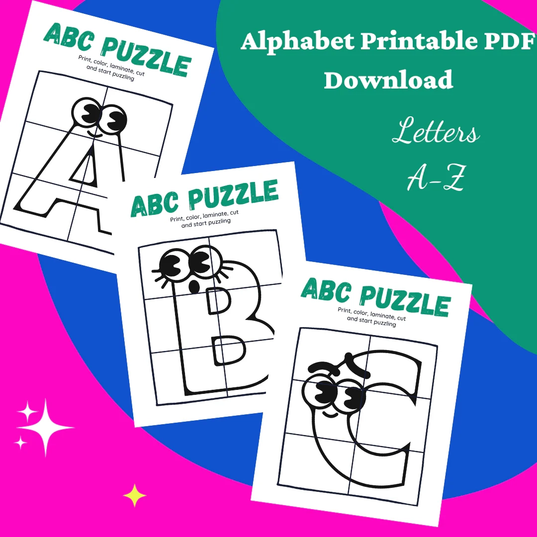 FREE Alphabet Puzzle PDF Printable Download Fun Learn Grow Co 
