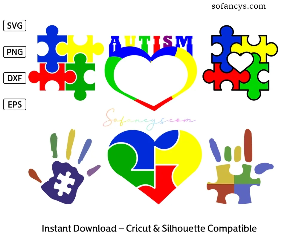 Free Autism Awareness SVG Bundle Puzzle Piece Symbols