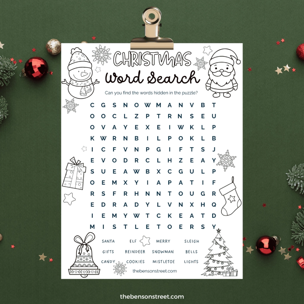 Free Christmas Word Search Printable For Kids Coloring Page