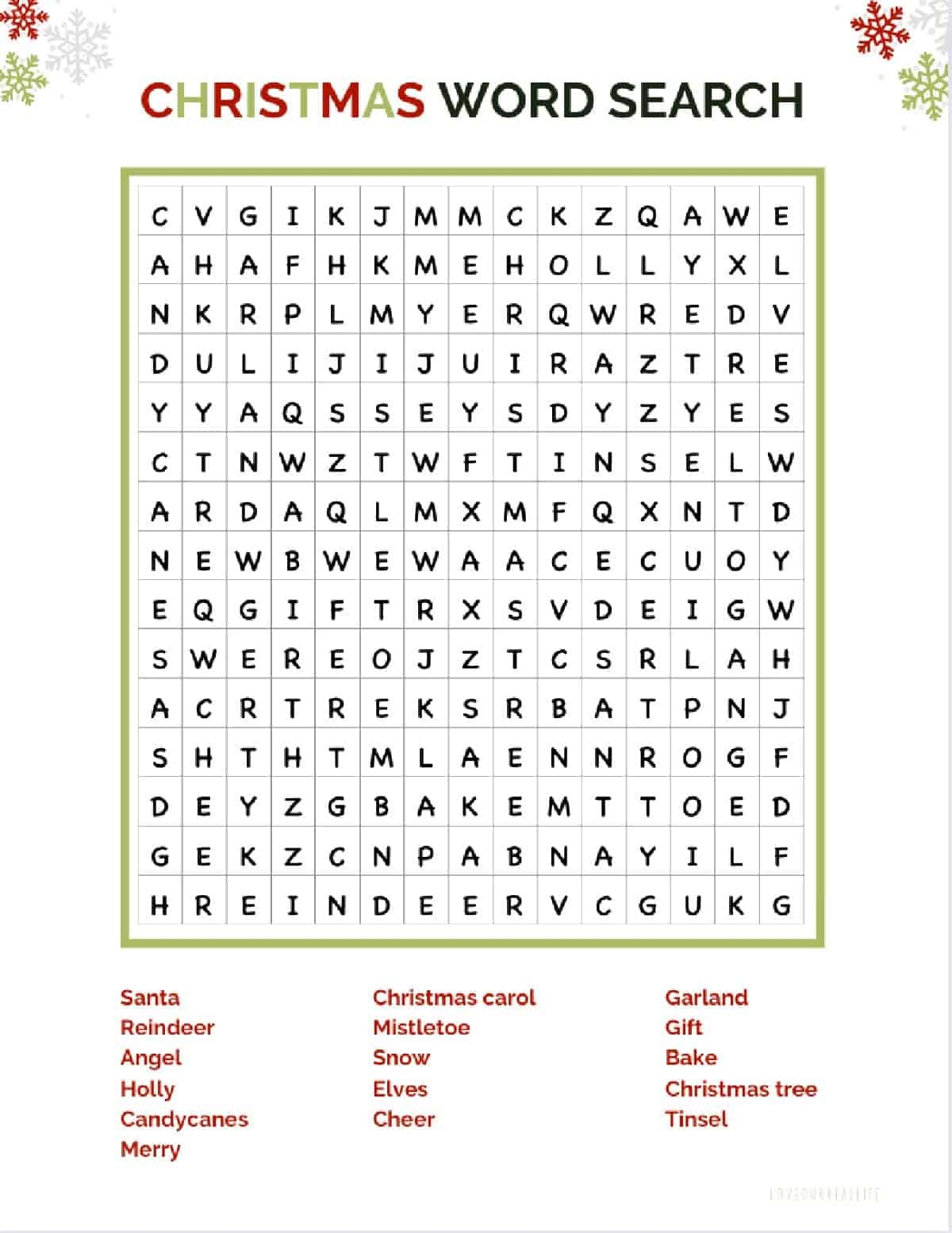FREE Christmas Word Search Printable For Kids Of All Ages Love Our Real Life