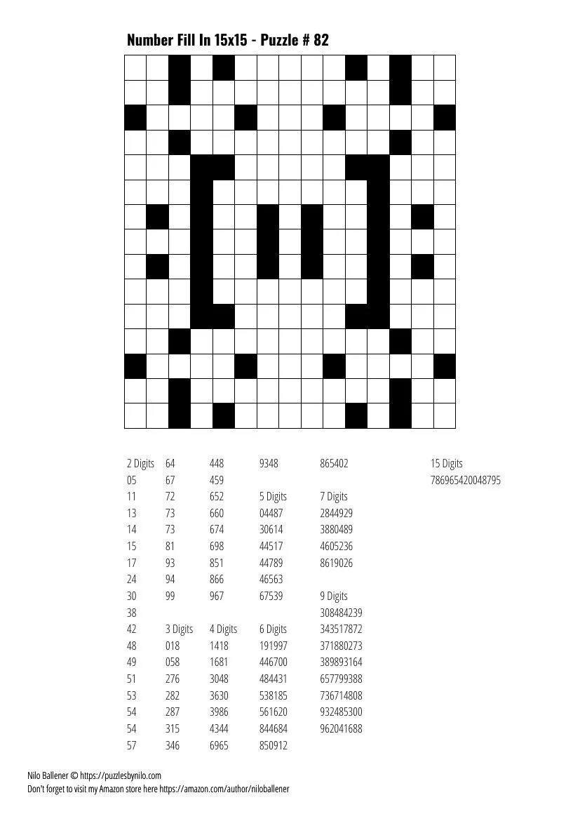 Free Downloadable Puzzle Number Fill In 15x15 82 Puzzles By Nilo Free Downloadable Puzzle Number Fill In 15x15 82 Puzzles By Nilo