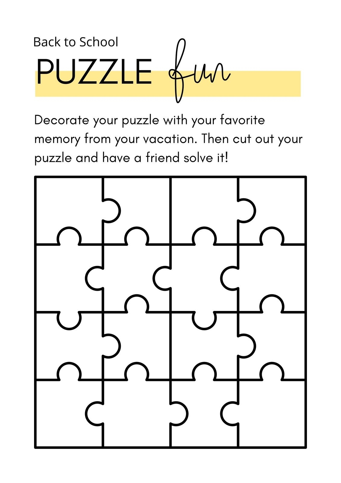 Free Editable Puzzle Templates Worksheets Library