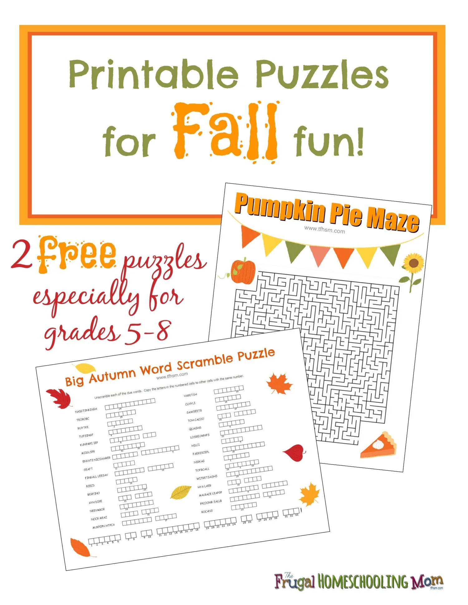 FREE Fall Printable Puzzles Free Homeschooling The Frugal Homeschooling Mom