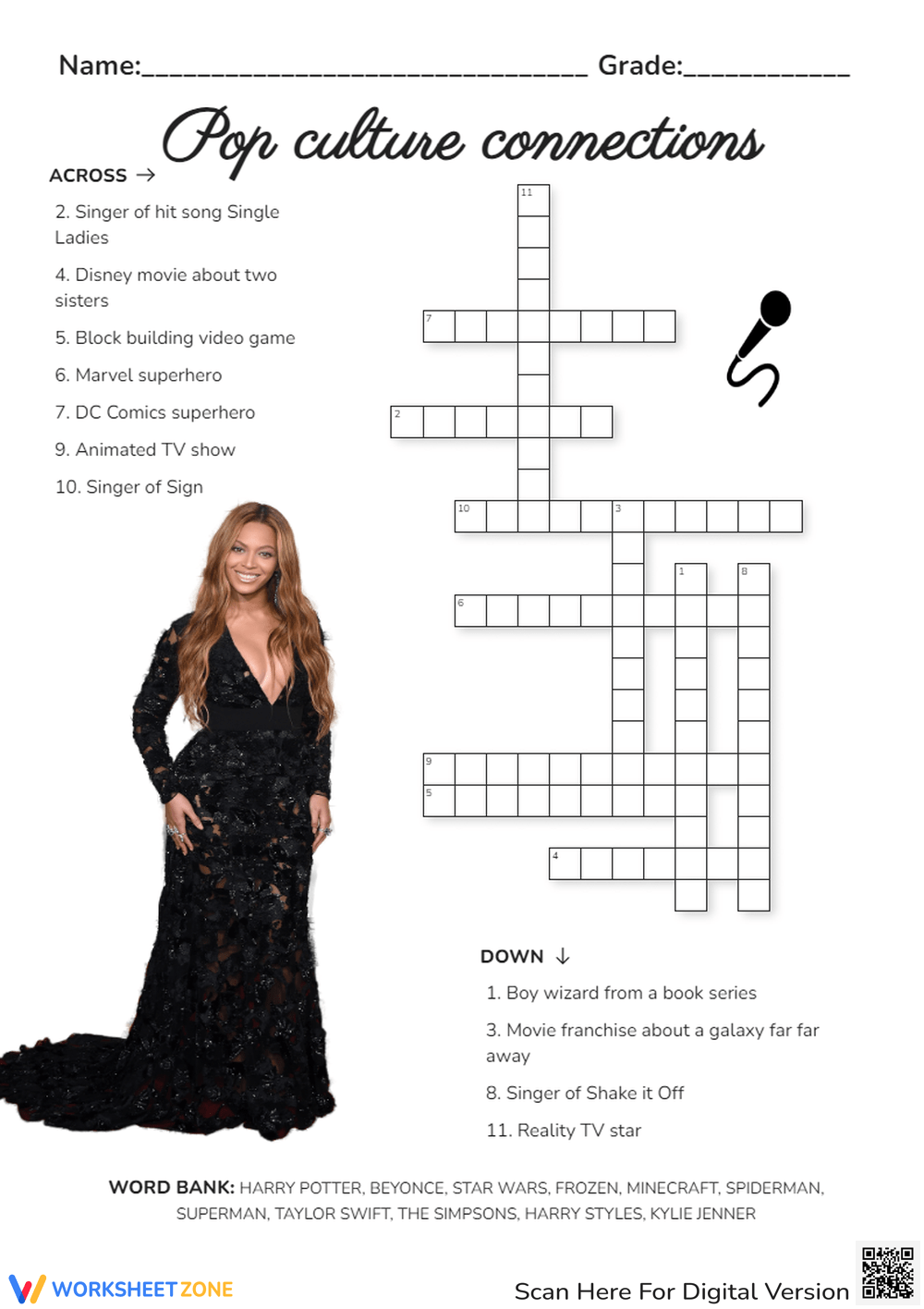 Free Interesting Pop Culture Crossword Puzzles For Everyone Worksheets Library