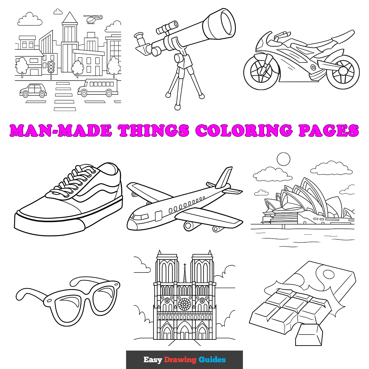 Free Man Made Things Coloring Pages For Kids 58 Printable Sheets
