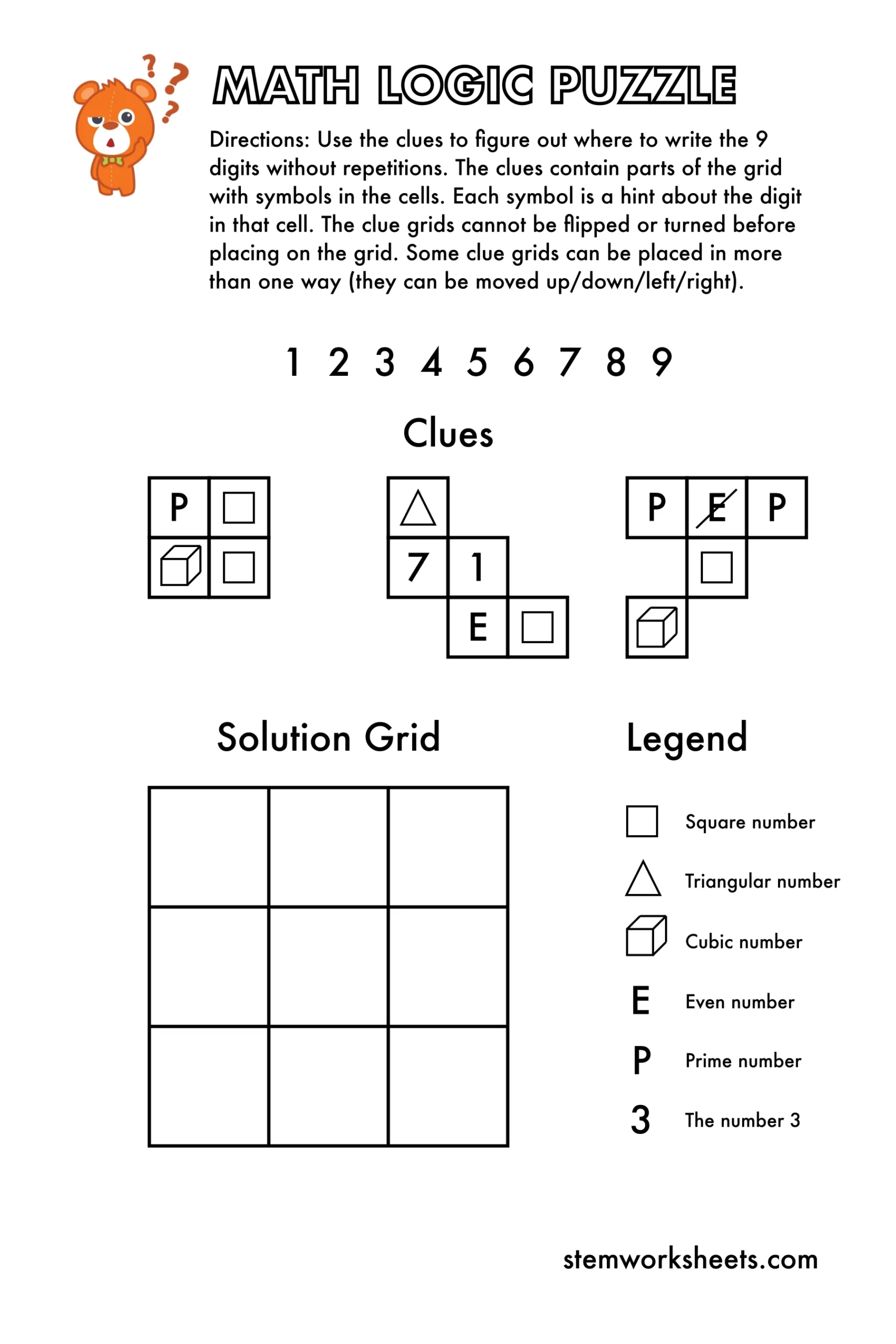 FREE Math Logic Puzzles Pack 1 STEMWorksheets
