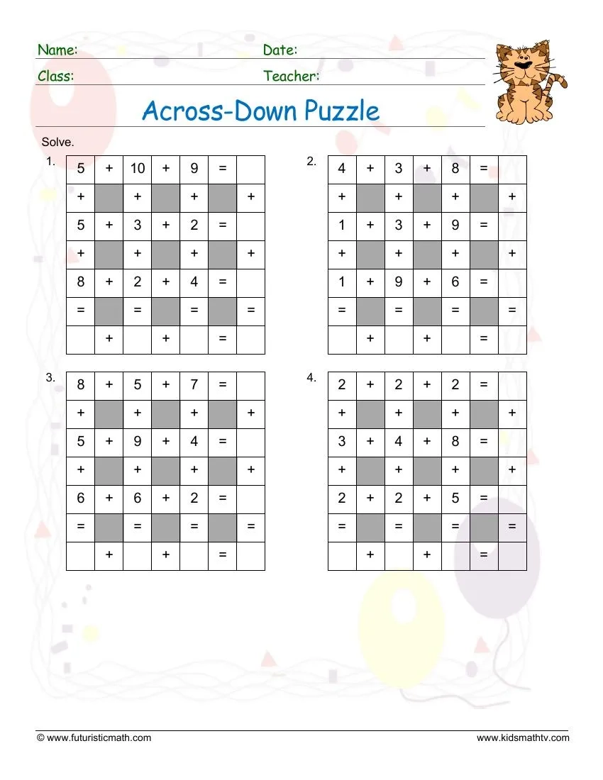 Free Math Puzzles Worksheets Pdf Printable Math Champions